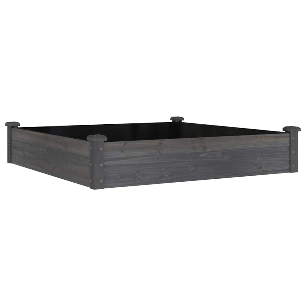 Plantador Vidaxl elevado con revestimiento de 120x120x25 cm de madera pura gris