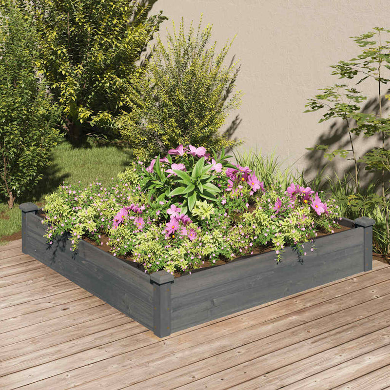 Plantador Vidaxl elevado con revestimiento de 120x120x25 cm de madera pura gris