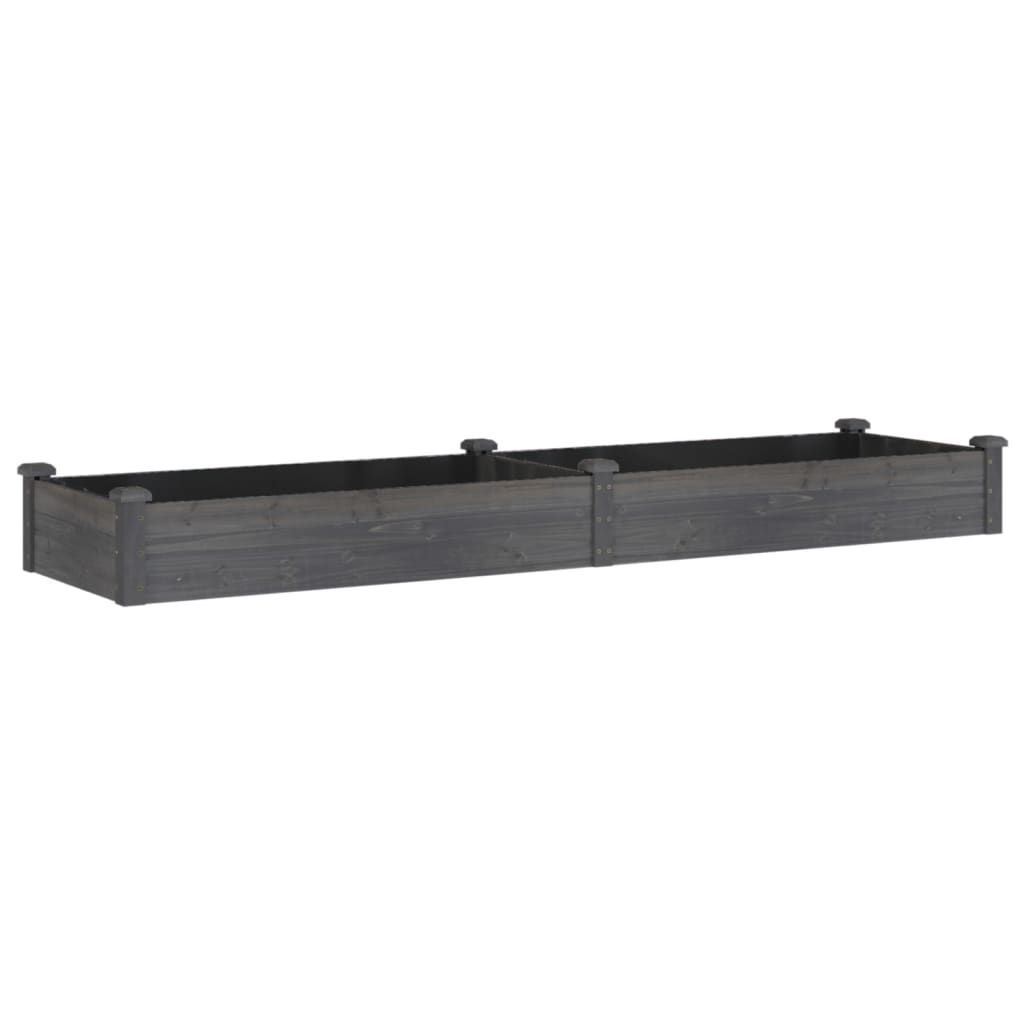 Plantador Vidaxl elevado con revestimiento de 240x60x25 cm de madera pura gris