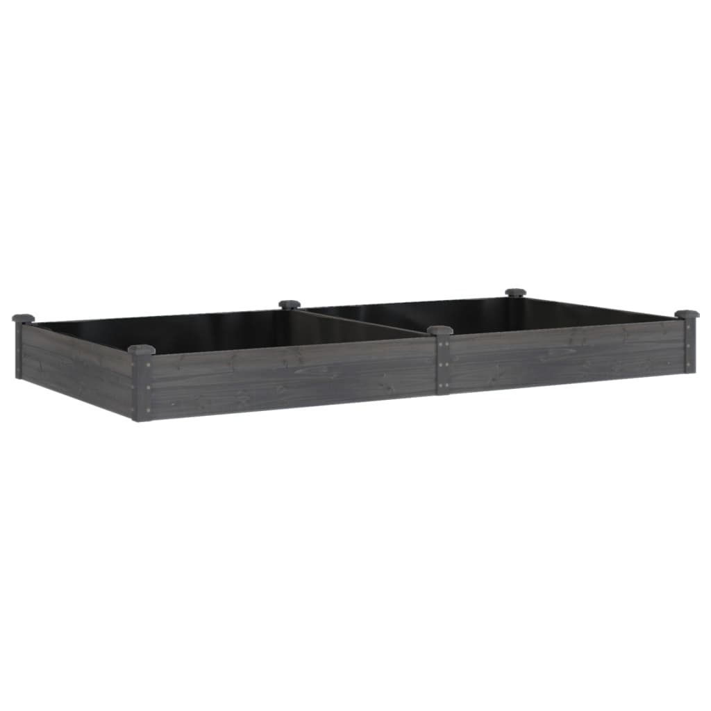 Plantador Vidaxl elevado con revestimiento de 240x120x25 cm de madera pura gris