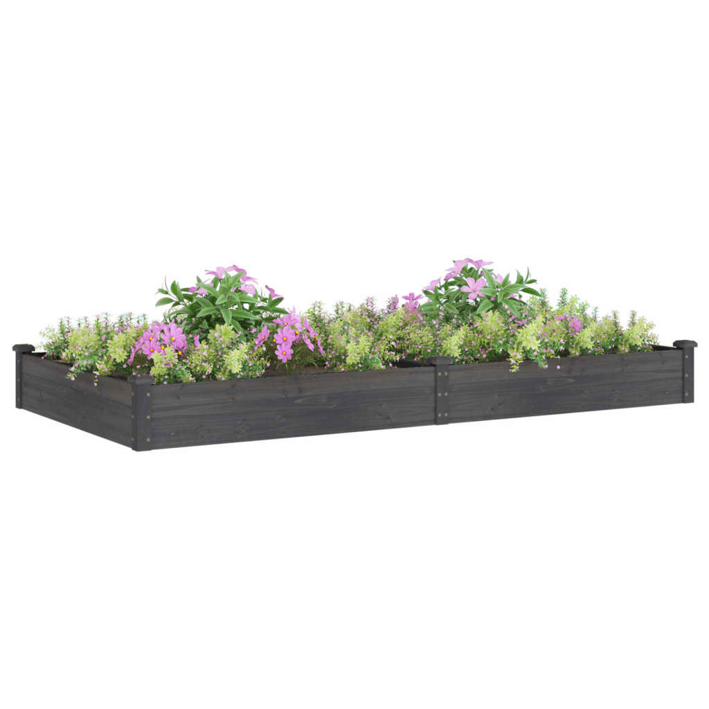 Plantador Vidaxl elevado con revestimiento de 240x120x25 cm de madera pura gris