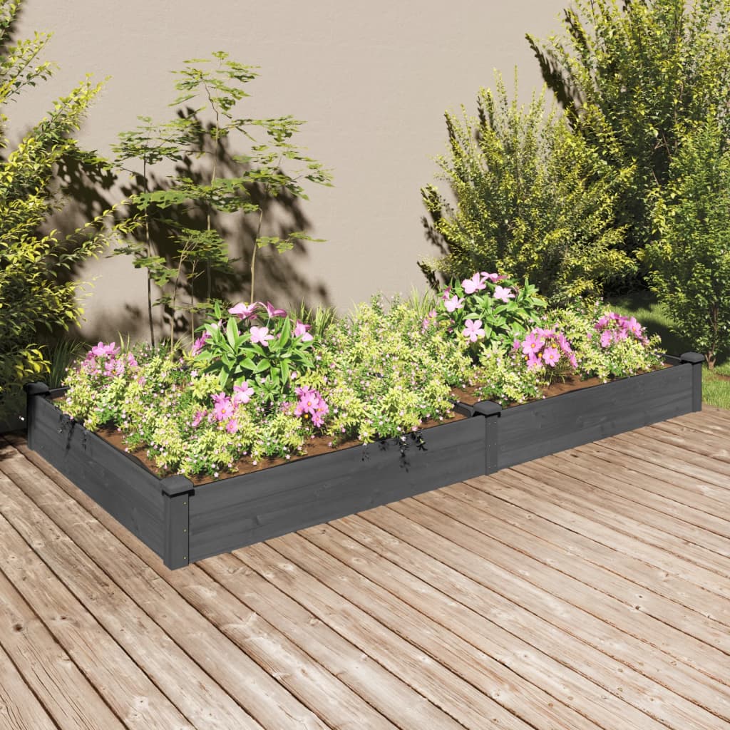 Plantador Vidaxl elevado con revestimiento de 240x120x25 cm de madera pura gris