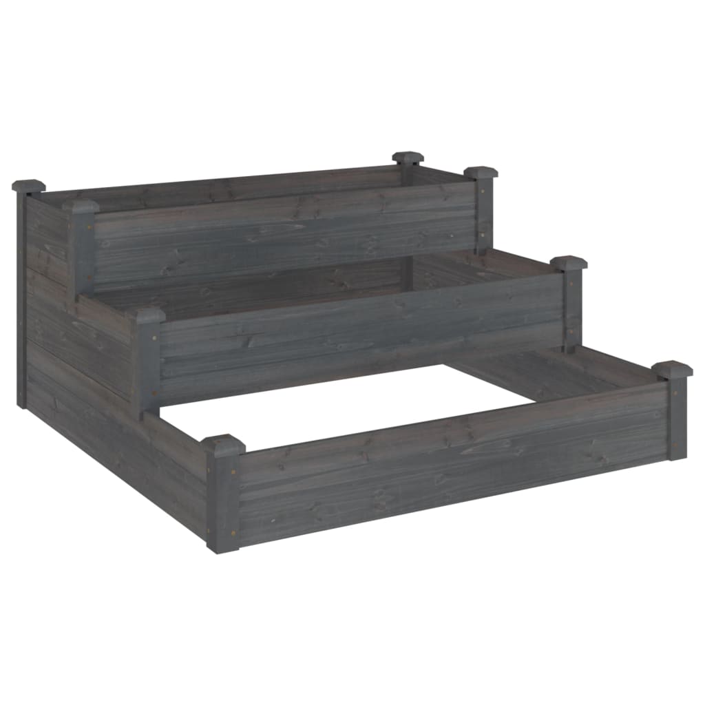 Plantador Vidaxl elevado 120x120x56 cm de pino sólido gris gris