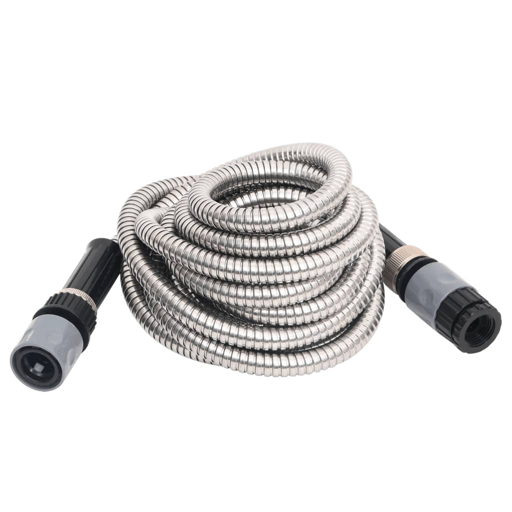 Vidaxl giardino tubo con testa a spruzzo 0,6 '' colore argento in acciaio inossidabile da 15 m