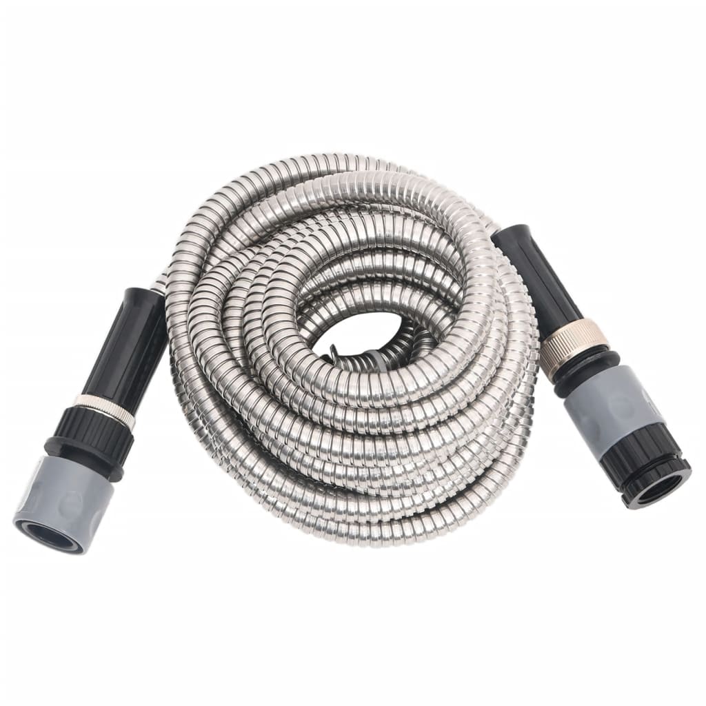 Vidaxl giardino tubo con testa a spruzzo 0,6 '' colore argento in acciaio inossidabile da 15 m