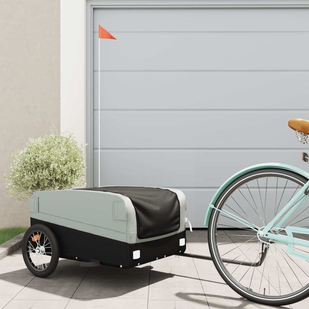 Vidaxl Bicycle Trailer 45 kg di ferro nero e grigio