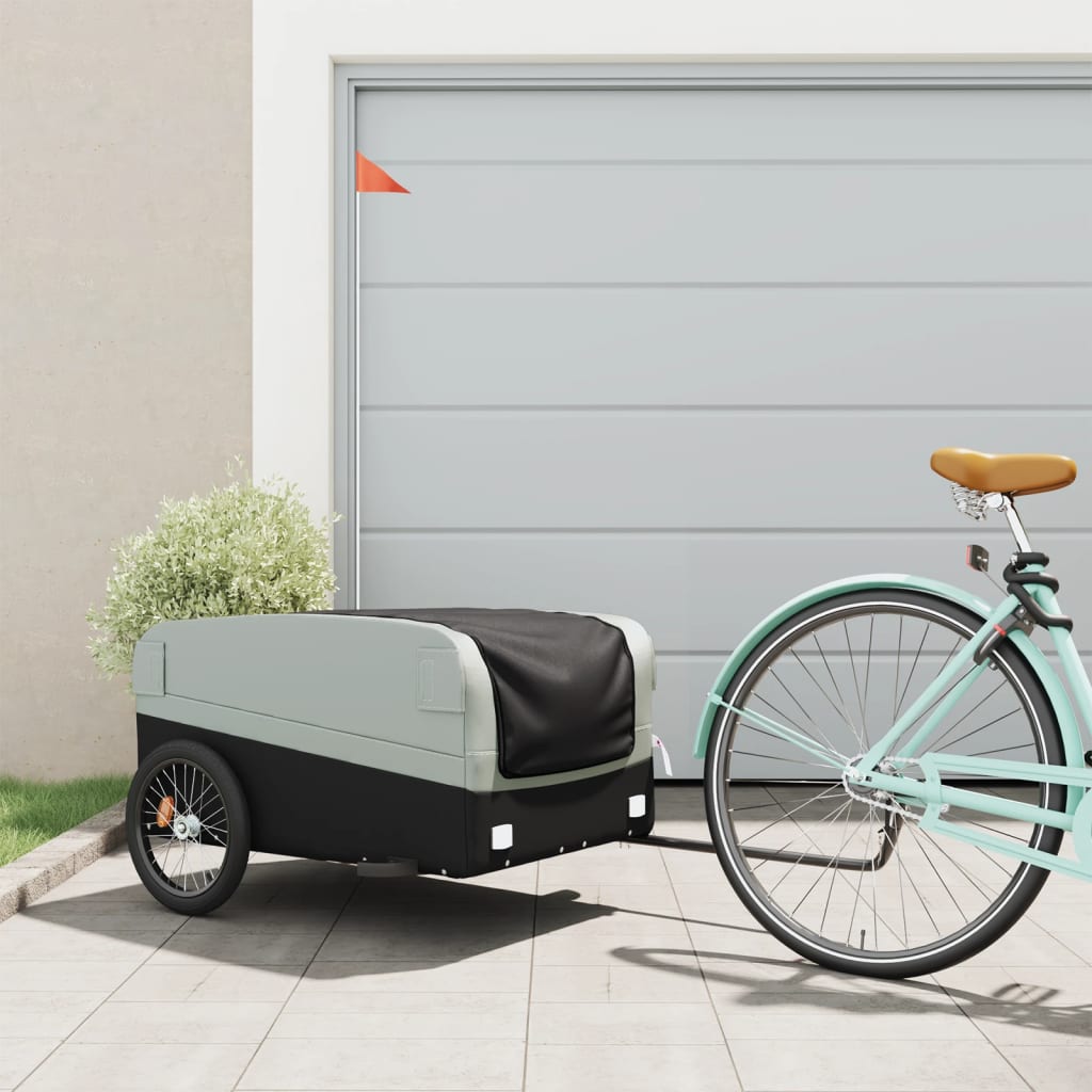 Vidaxl Bicycle Trailer 45 kg di ferro nero e grigio