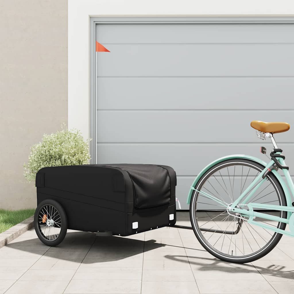 Vidaxl fietstrailer 45 kg ijzer zwart