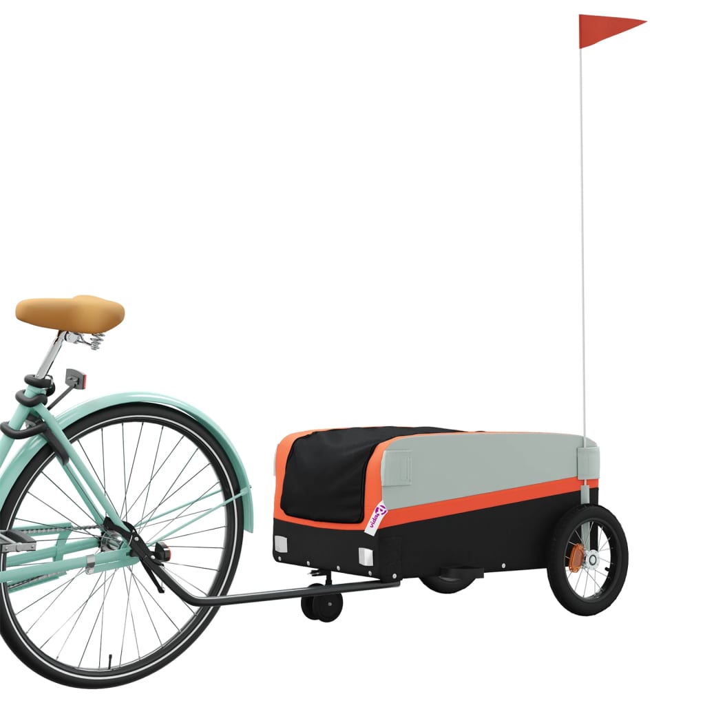Remolque de bicicleta Vidaxl 30 kg de hierro negro y naranja