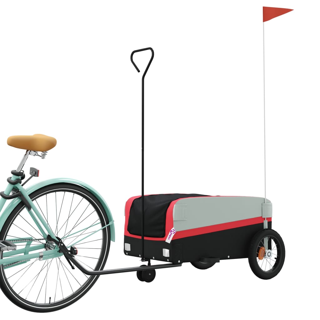 Trailer per biciclette Vidaxl 30 kg di ferro nero e rosso