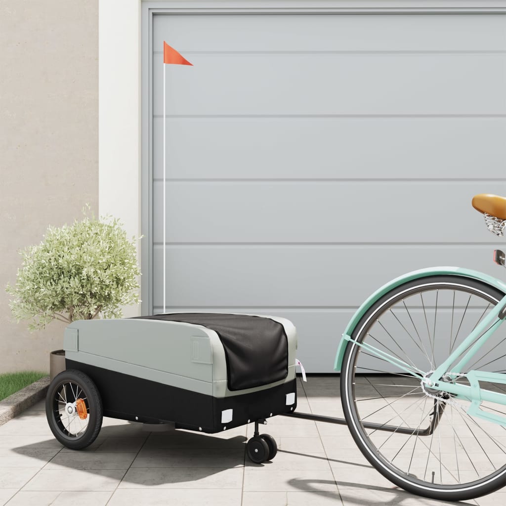 Vidaxl Bicycle Trailer 30 kg di ferro nero e grigio