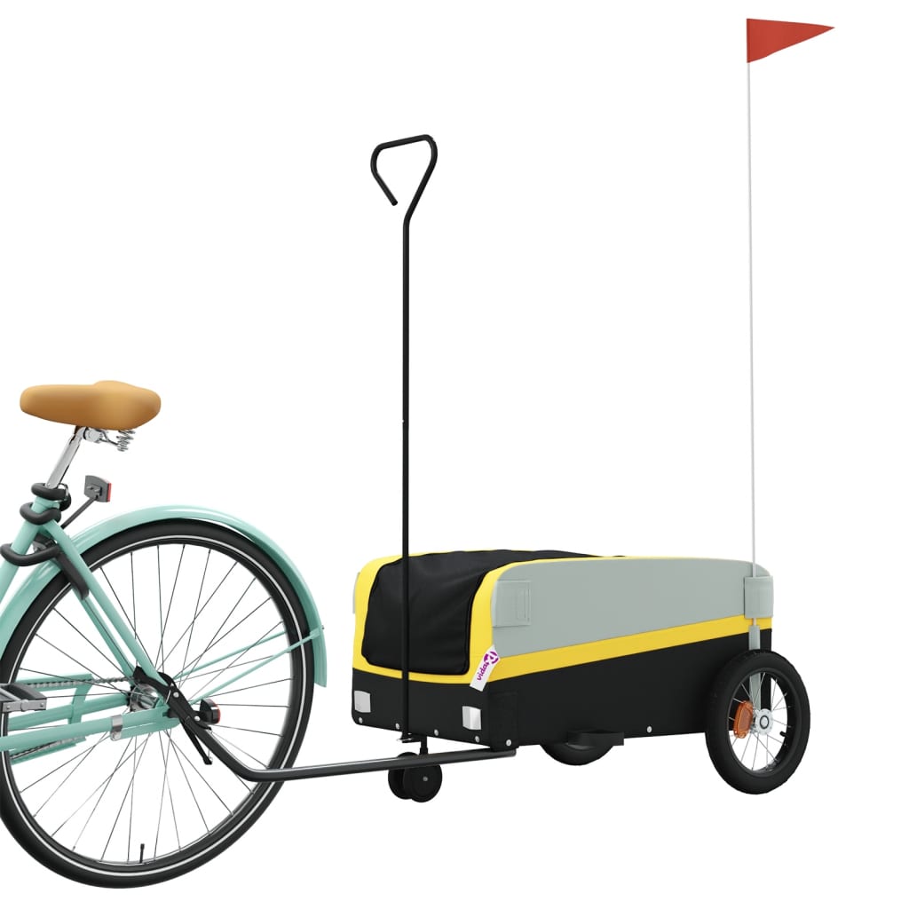 Vidaxl Bicycle Trailer 30 kg di ferro nero e giallo