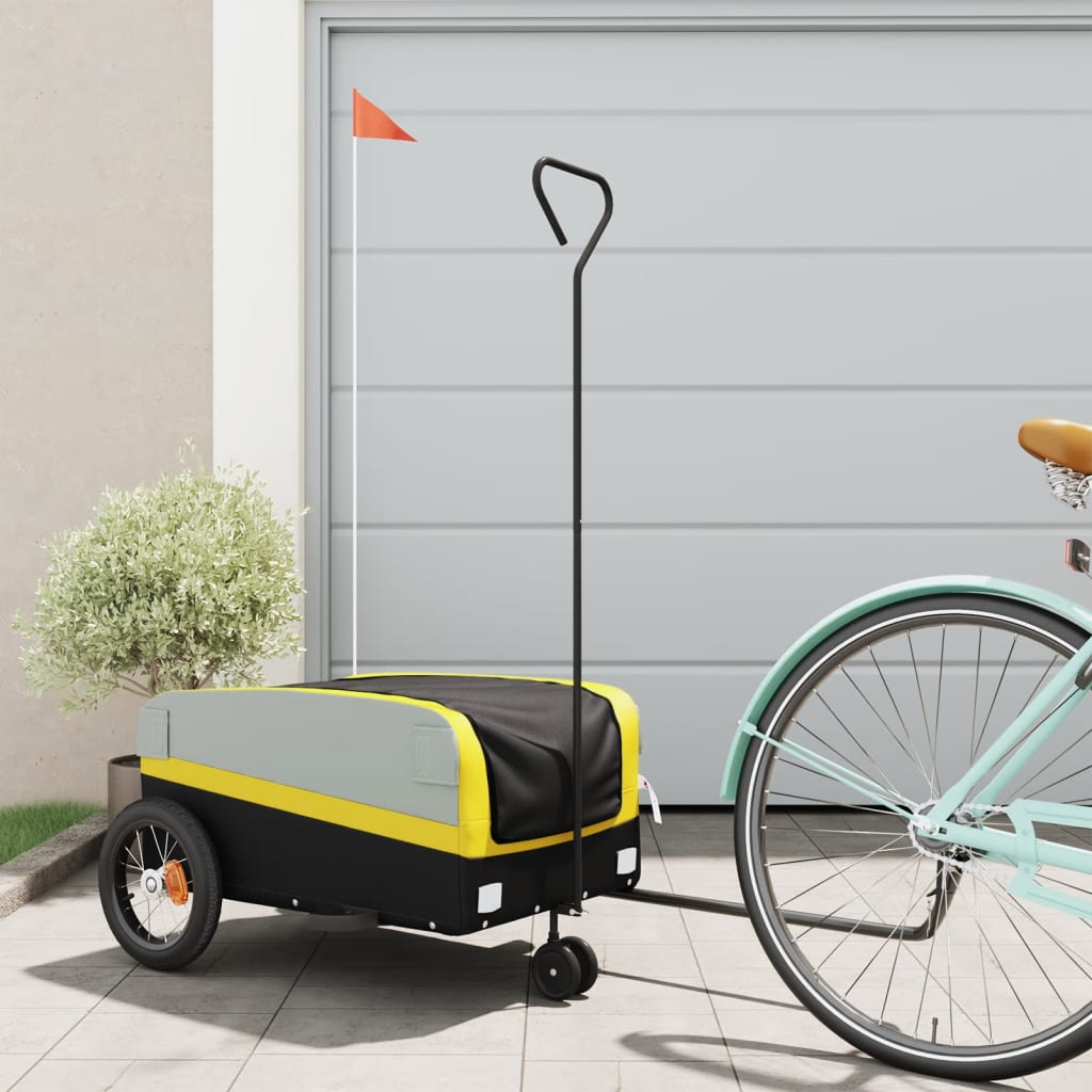 Vidaxl Bicycle Trailer 30 kg di ferro nero e giallo