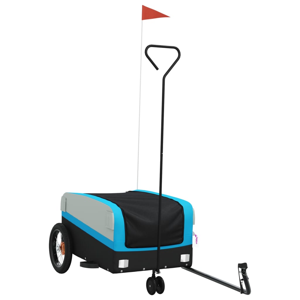 Vidaxl remolque de bicicleta 30 kg de hierro negro y azul