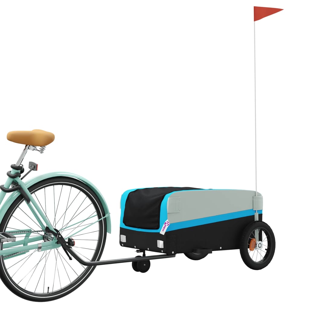 Vidaxl remolque de bicicleta 30 kg de hierro negro y azul