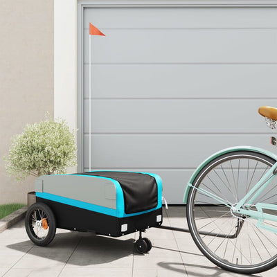 Vidaxl remolque de bicicleta 30 kg de hierro negro y azul