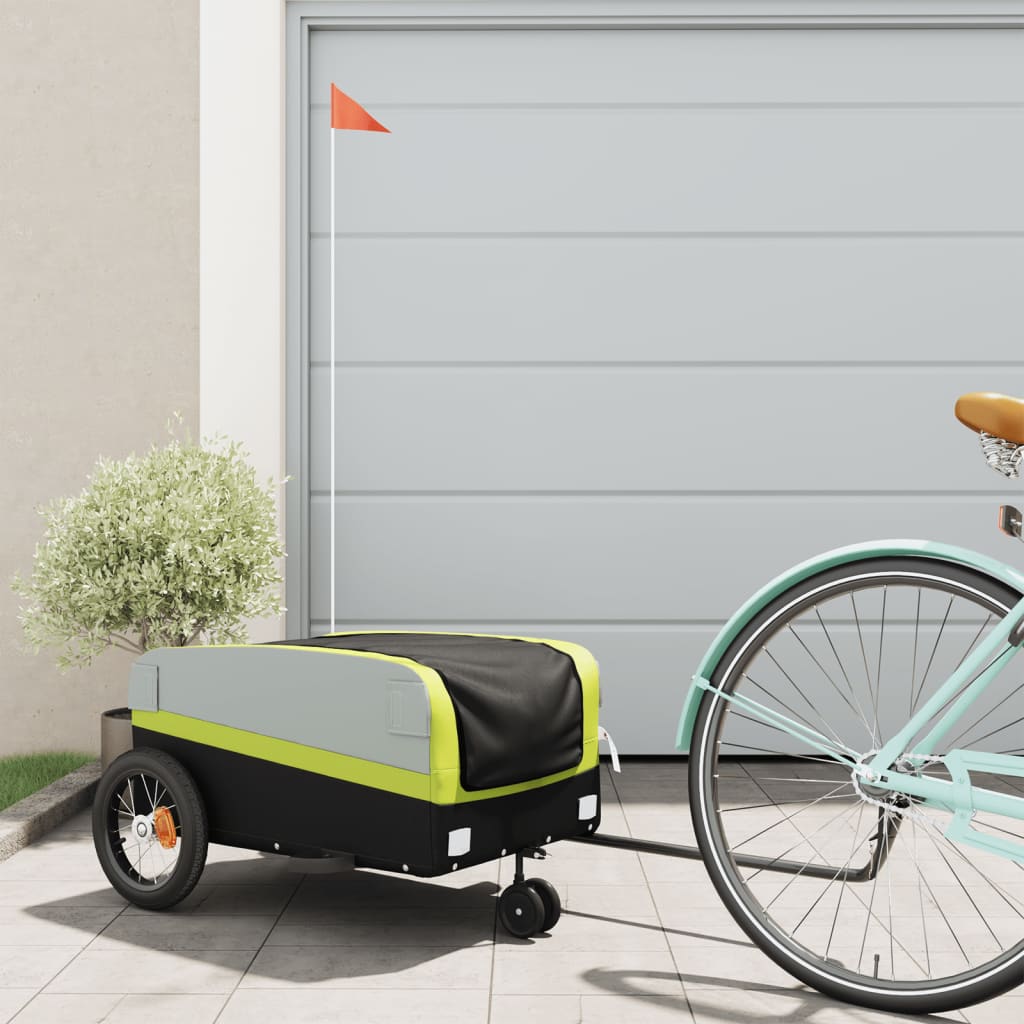 Vidaxl Bicycle Trailer 30 kg di ferro nero e verde