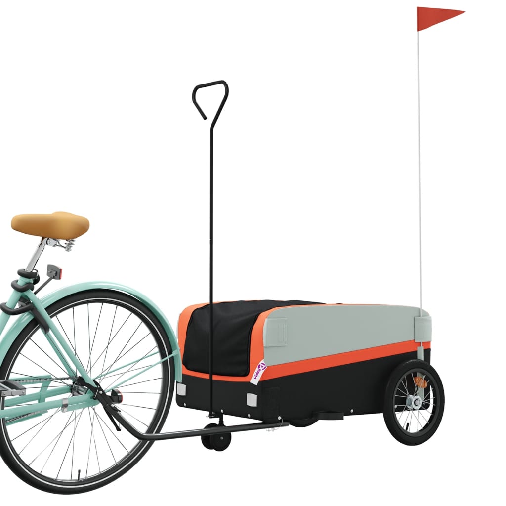 Trailer Vidaxl Bicycle 45 kg di ferro nero e arancione