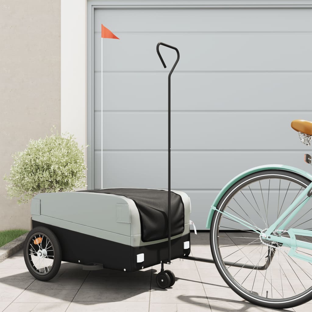 TRAILER VIDAXL BICYCLE 45 kg di ferro nero e grigio