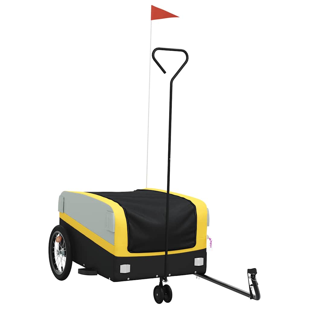 Trailer Vidaxl Bicycle 45 kg di ferro nero e giallo
