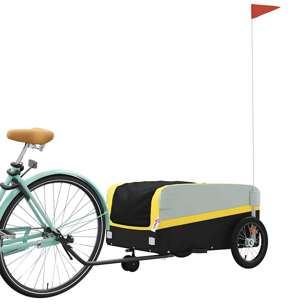 Trailer Vidaxl Bicycle 45 kg di ferro nero e giallo