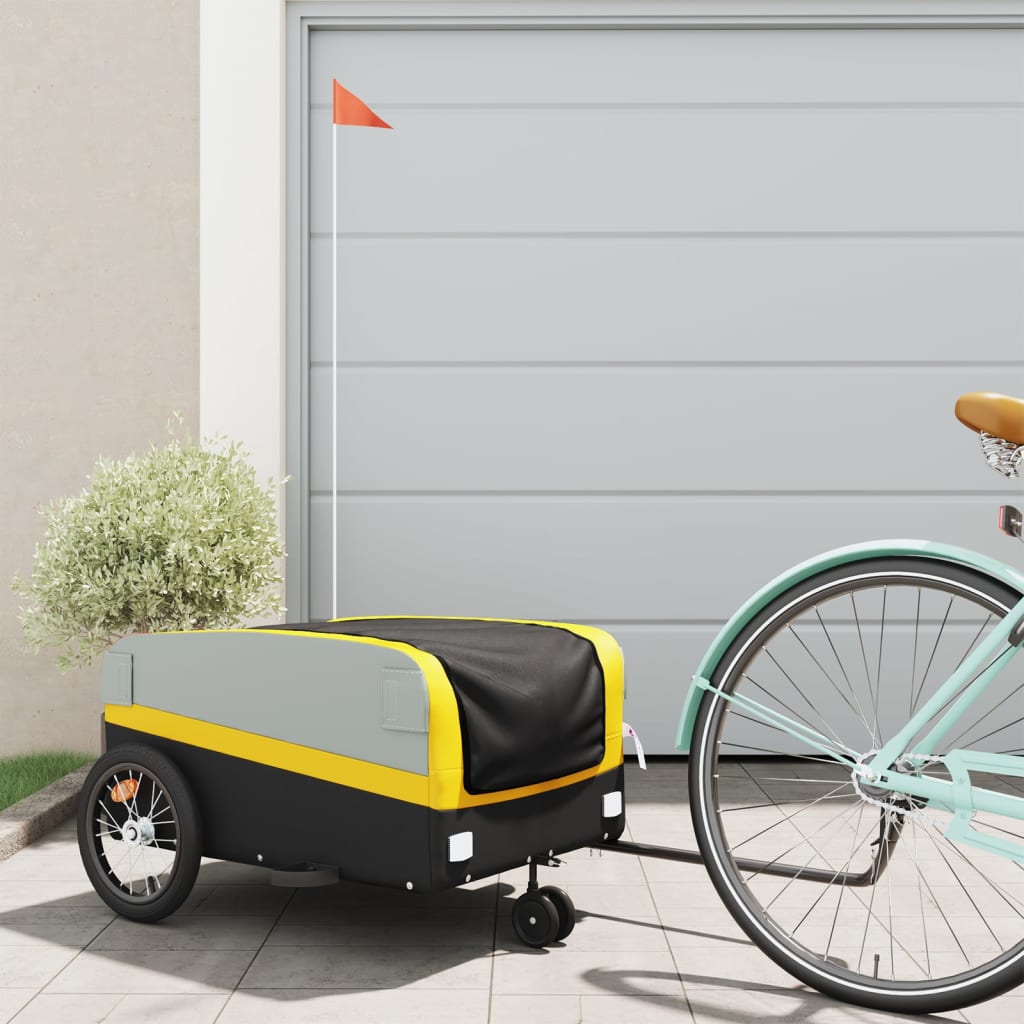 Trailer Vidaxl Bicycle 45 kg di ferro nero e giallo