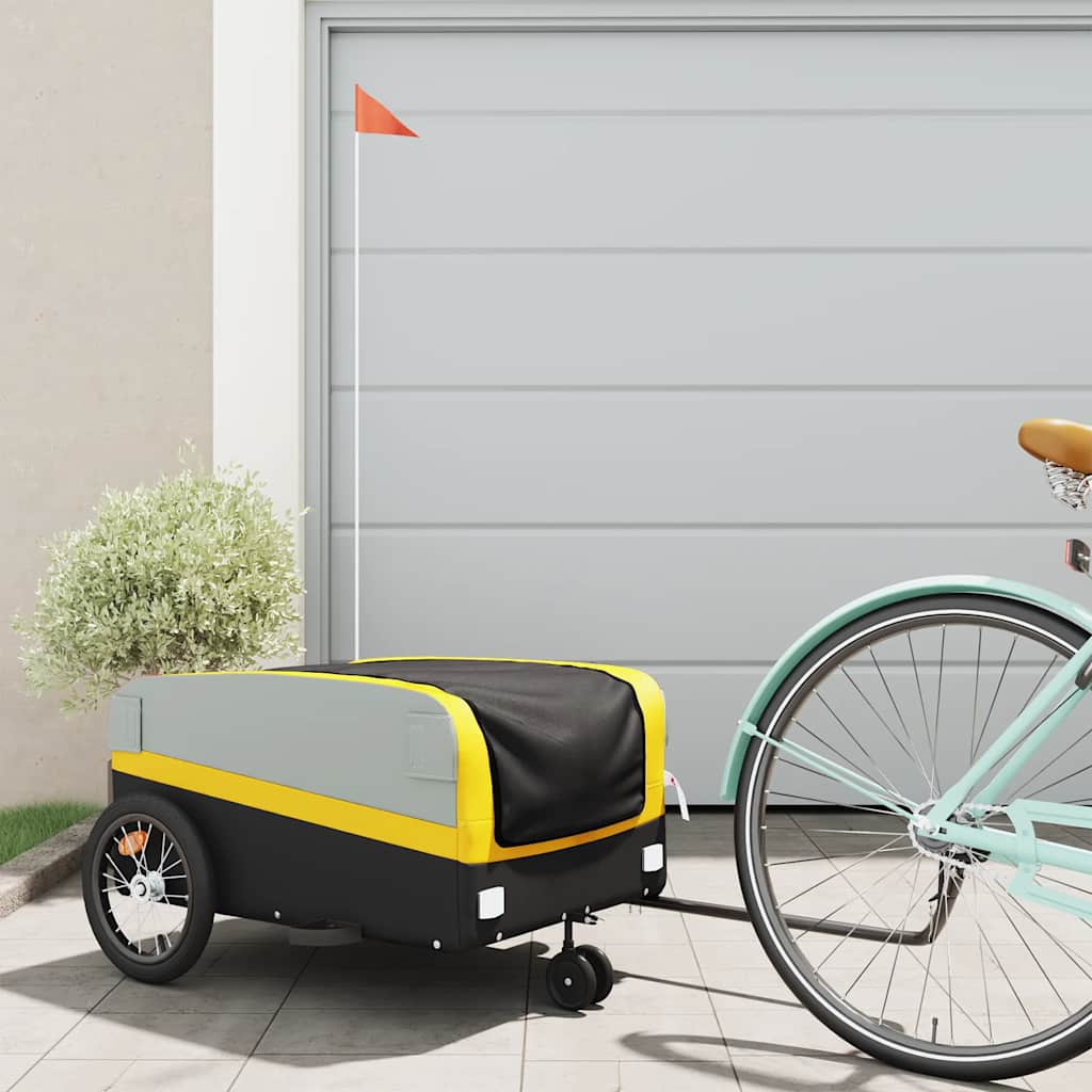 Trailer Vidaxl Bicycle 45 kg di ferro nero e giallo
