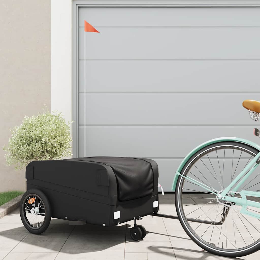 Vidaxl remolque de bicicleta 45 kg de hierro negro