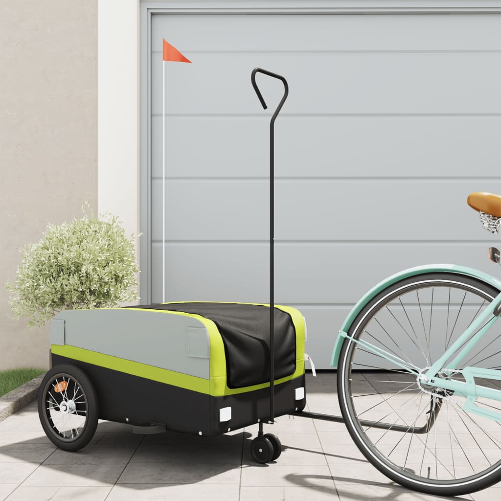 TRAILER VIDAXL BICYCLE 45 kg di ferro nero e verde