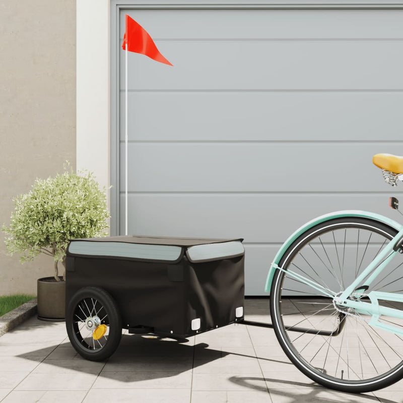 Vidaxl Remolque de bicicleta 30 kg de hierro negro y gris