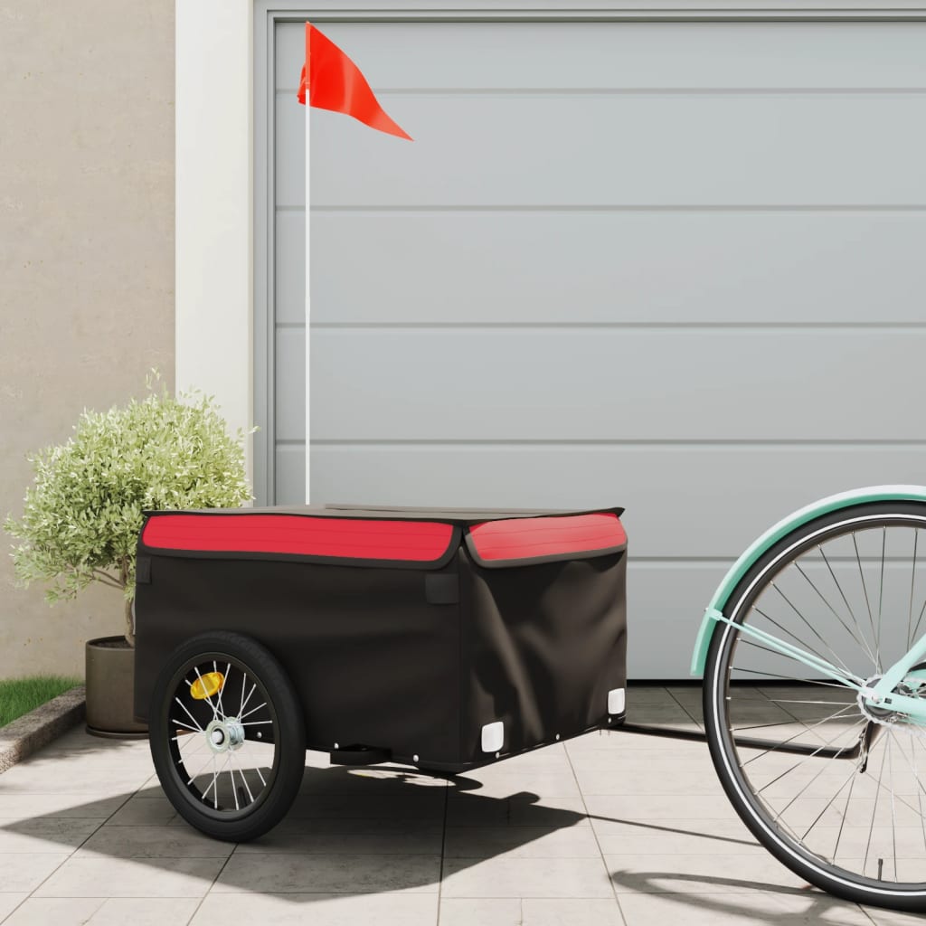 Trailer Vidaxl Bicycle 45 kg di ferro nero e rosso