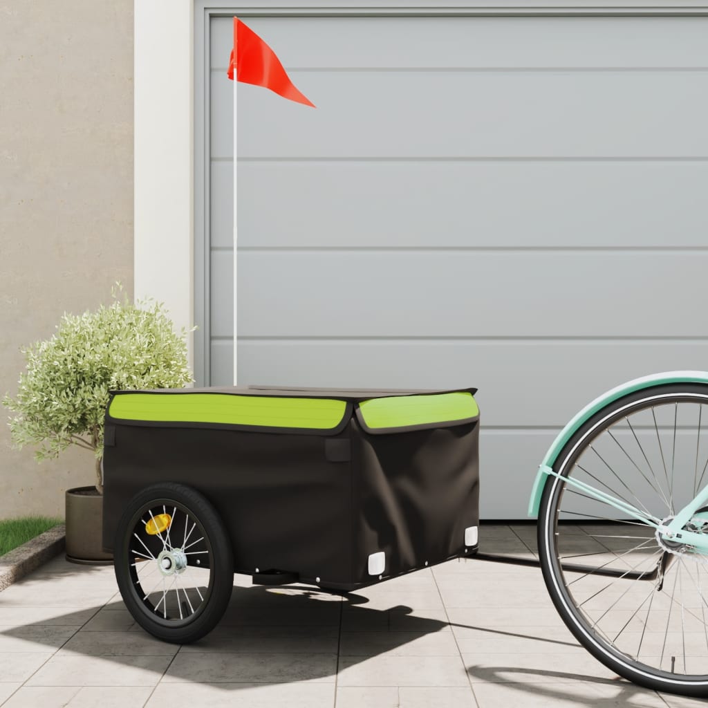 TRAILER VIDAXL BICYCLE 45 kg di ferro nero e verde
