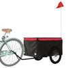 Vidaxl remolque de bicicleta 45 kg de hierro negro y rojo