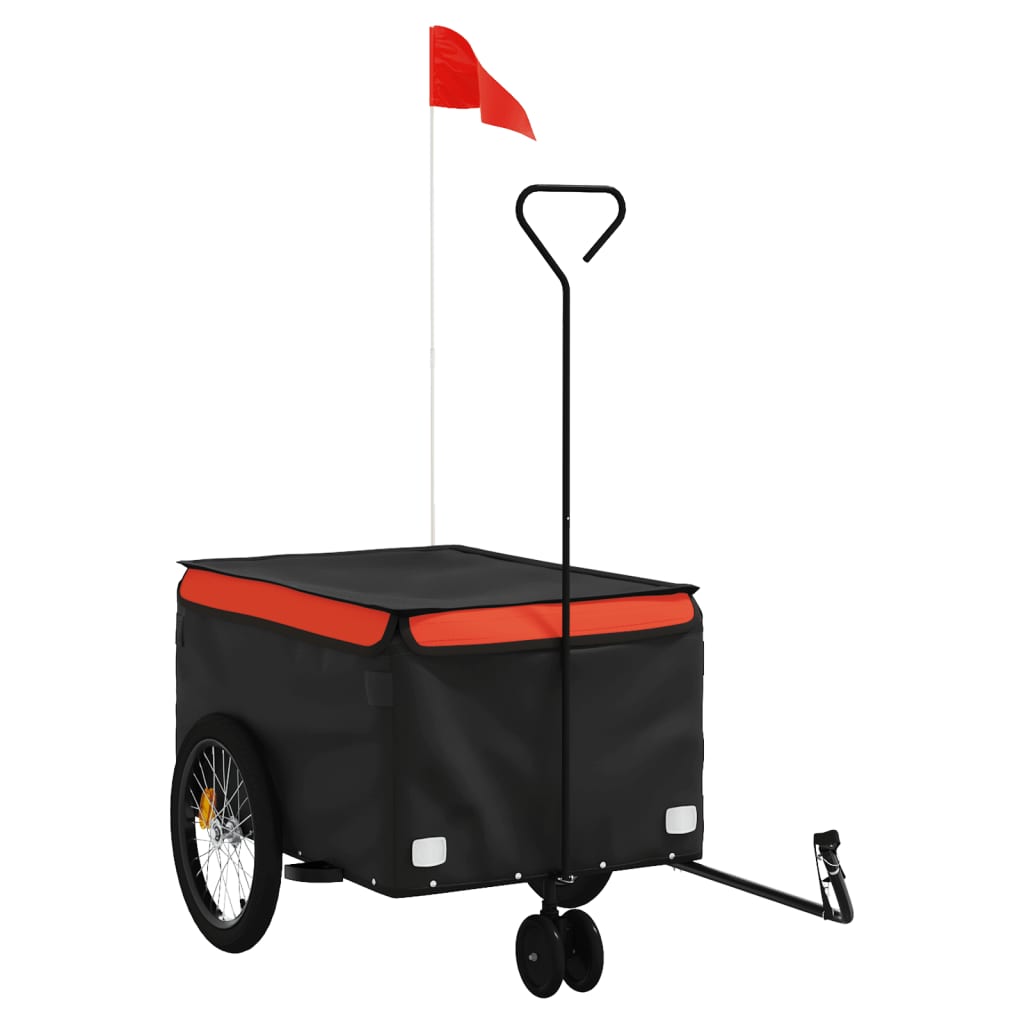 Rimorchio per bicicletta VidaXL 30 kg in ferro nero e arancione