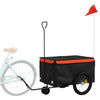 Vidaxl fietstrailer 30 kg ijzer zwart en oranje