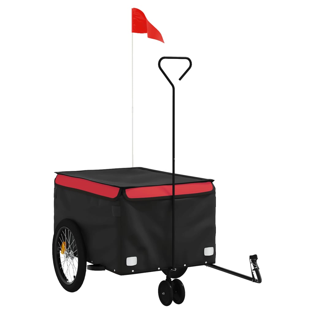 Trailer per biciclette Vidaxl 30 kg di ferro nero e rosso