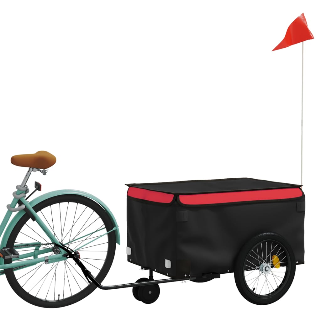 Trailer per biciclette Vidaxl 30 kg di ferro nero e rosso