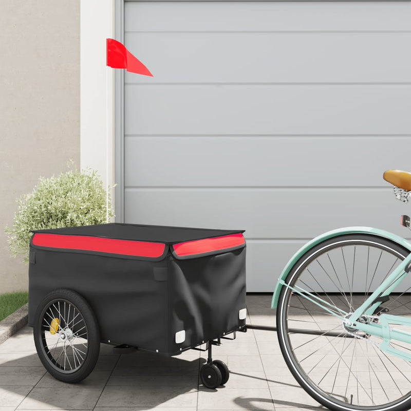 Trailer per biciclette Vidaxl 30 kg di ferro nero e rosso