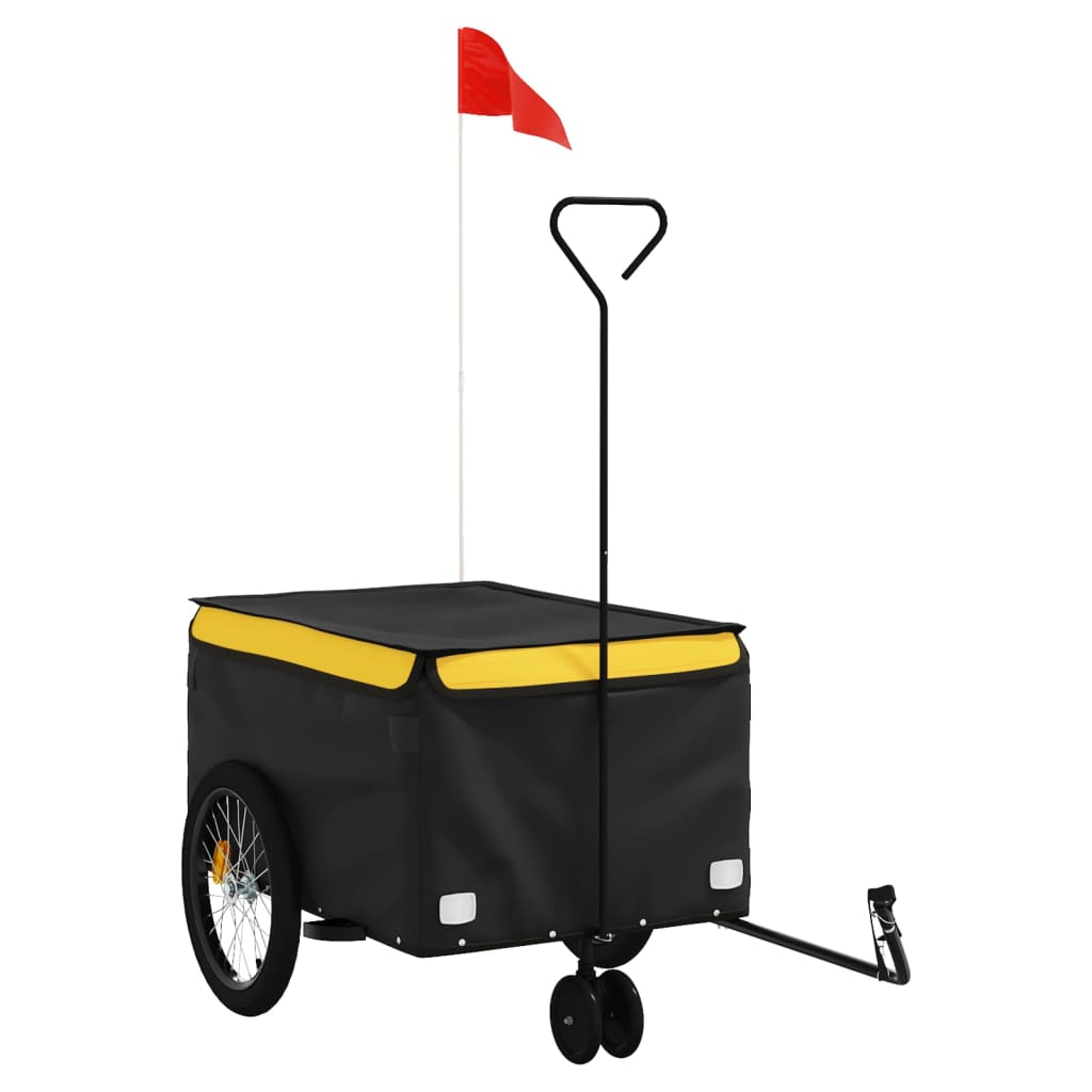 Vidaxl remolque de bicicleta 30 kg de hierro negro y amarillo