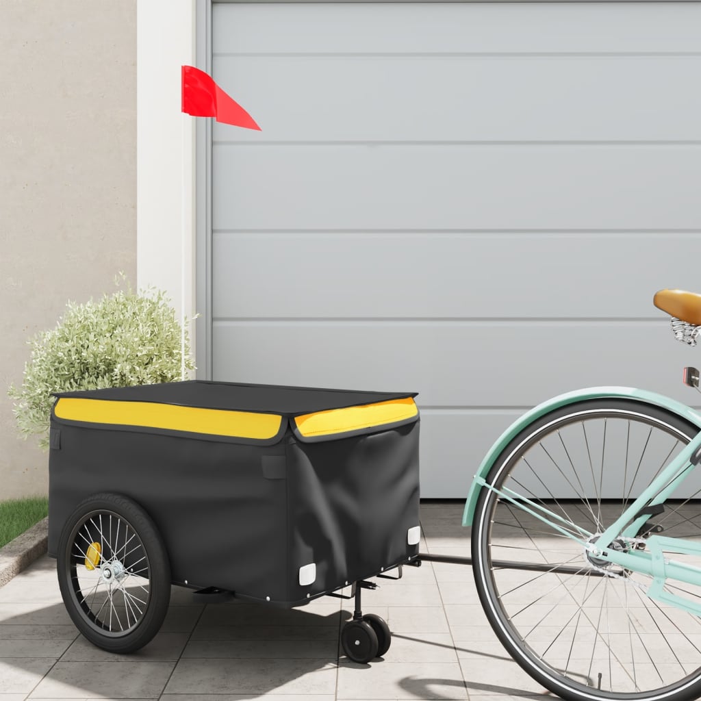 Vidaxl Bicycle Trailer 30 kg di ferro nero e giallo