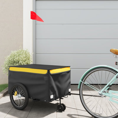 Vidaxl remolque de bicicleta 30 kg de hierro negro y amarillo
