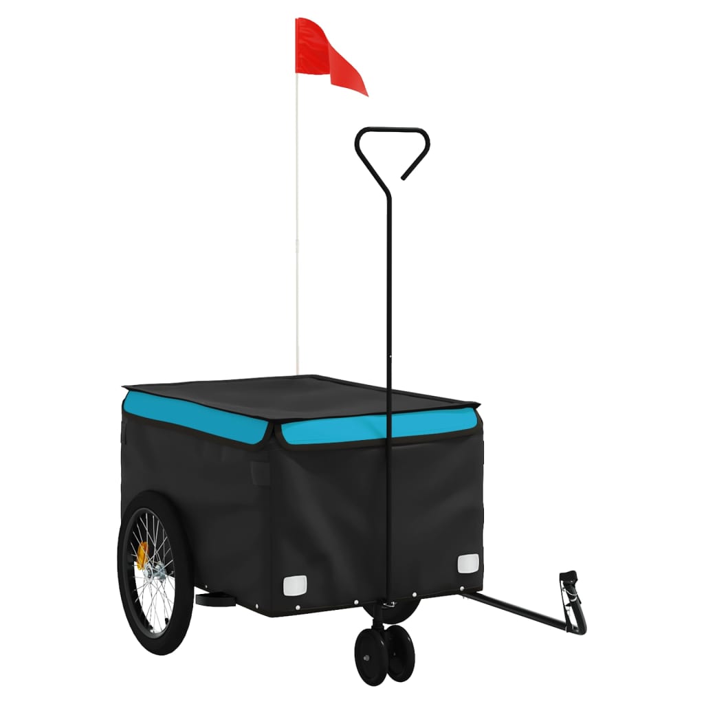 Vidaxl remolque de bicicleta 30 kg de hierro negro y azul