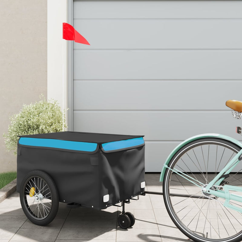Vidaxl Bicycle Trailer 30 kg di ferro nero e blu