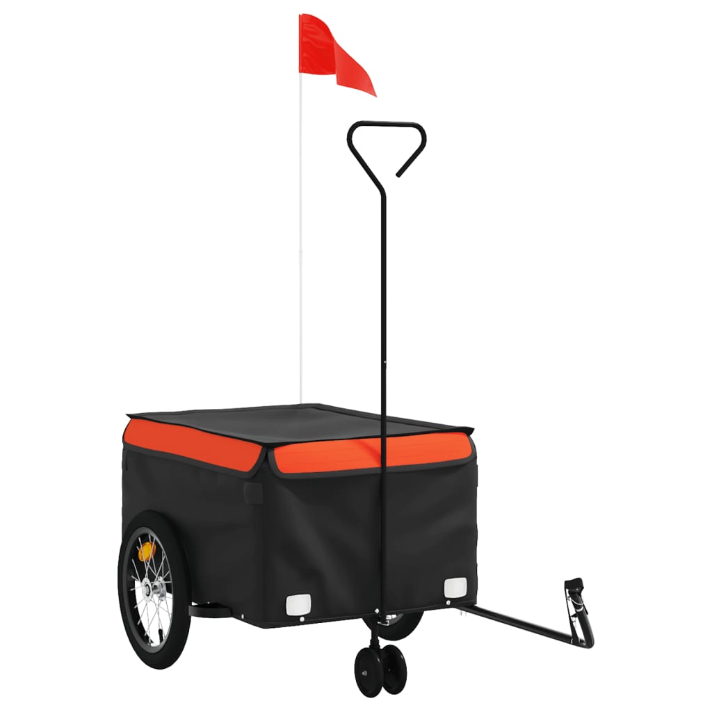 Trailer Vidaxl Bicycle 45 kg di ferro nero e arancione