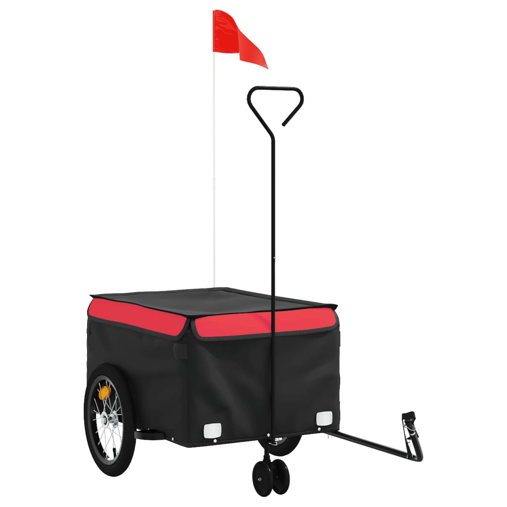 Vidaxl remolque de bicicleta 45 kg de hierro negro y rojo