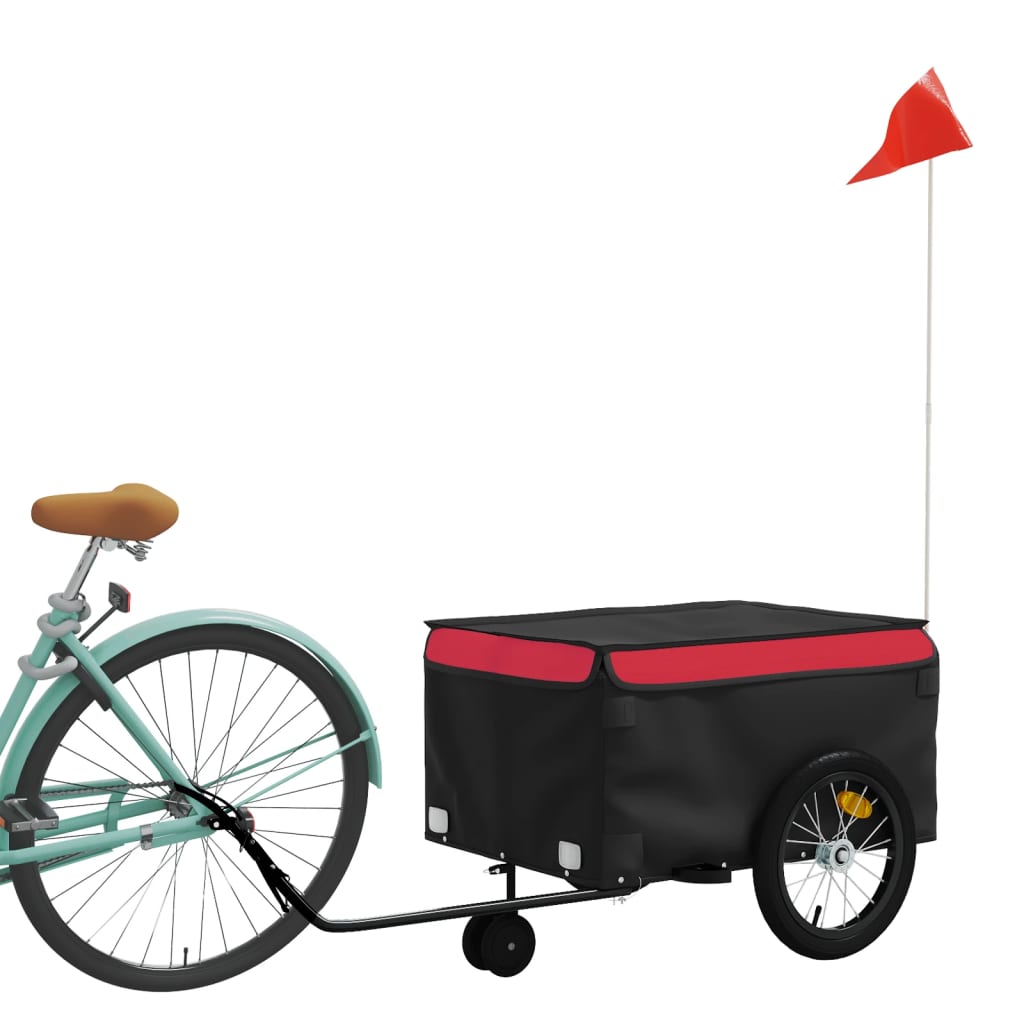 Vidaxl remolque de bicicleta 45 kg de hierro negro y rojo