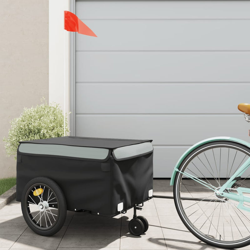 TRAILER VIDAXL BICYCLE 45 kg di ferro nero e grigio