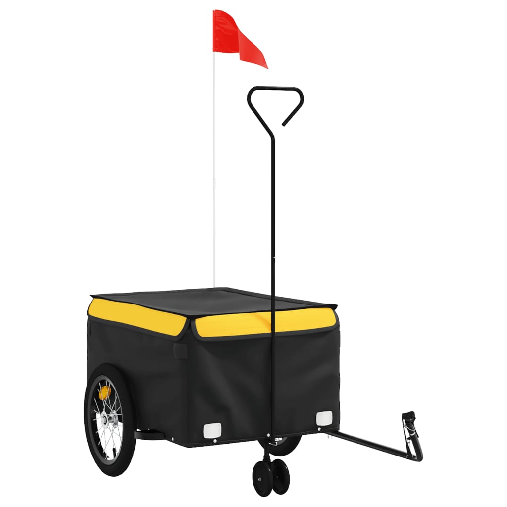 Trailer Vidaxl Bicycle 45 kg di ferro nero e giallo