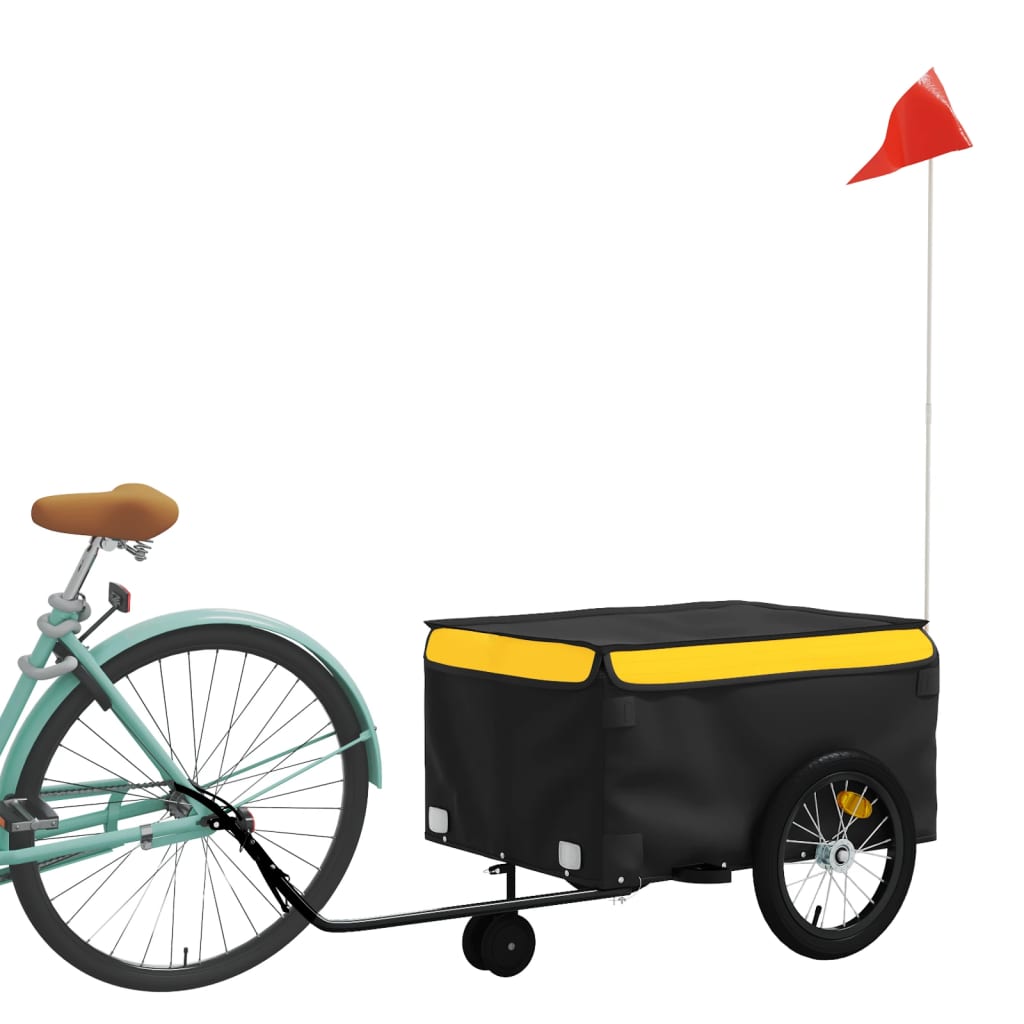 Trailer Vidaxl Bicycle 45 kg di ferro nero e giallo