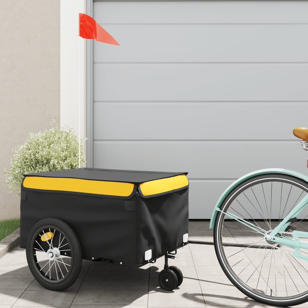 Trailer Vidaxl Bicycle 45 kg di ferro nero e giallo